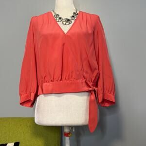 Madewell 100% Silk Wrap Blouse Top New Copper